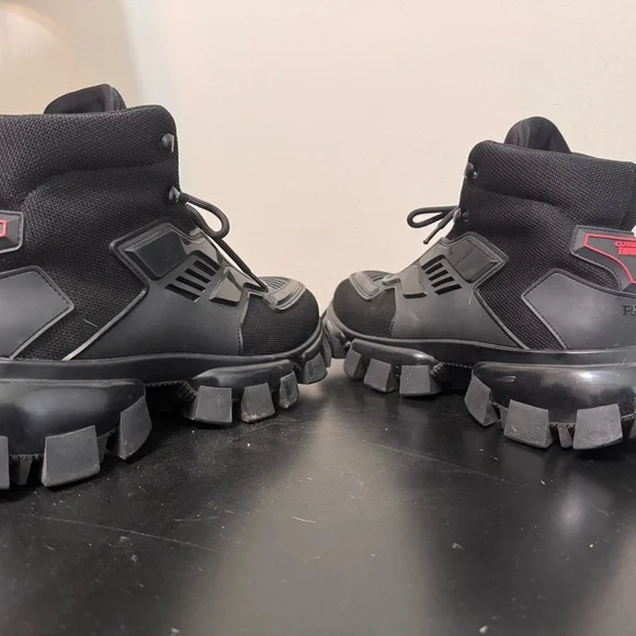 Prada Black Rugged Sneakers prada unveils the Speedrock Collection, a bold alpine  main image 3